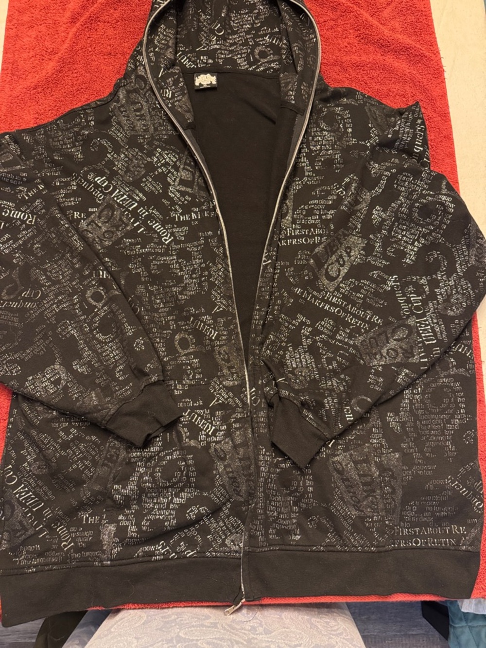 Source Unknown Black Graphic Lightweight Zip Hoodie